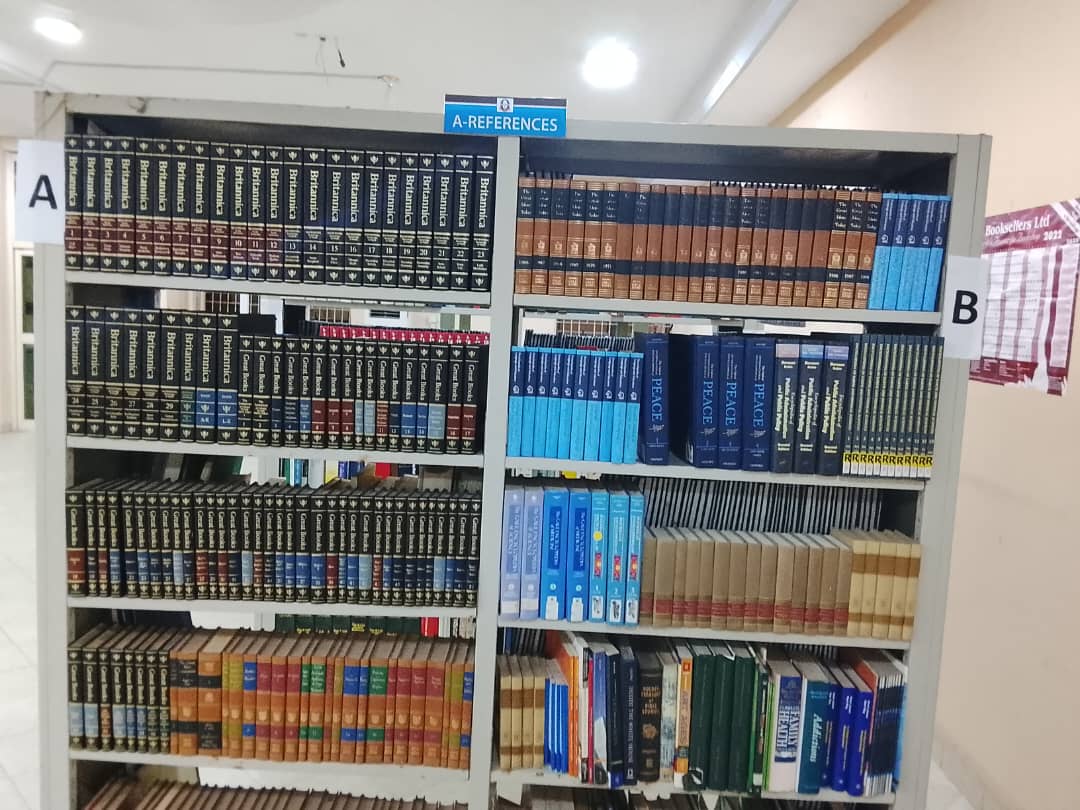 Reference shelves of bound volumes in the main library