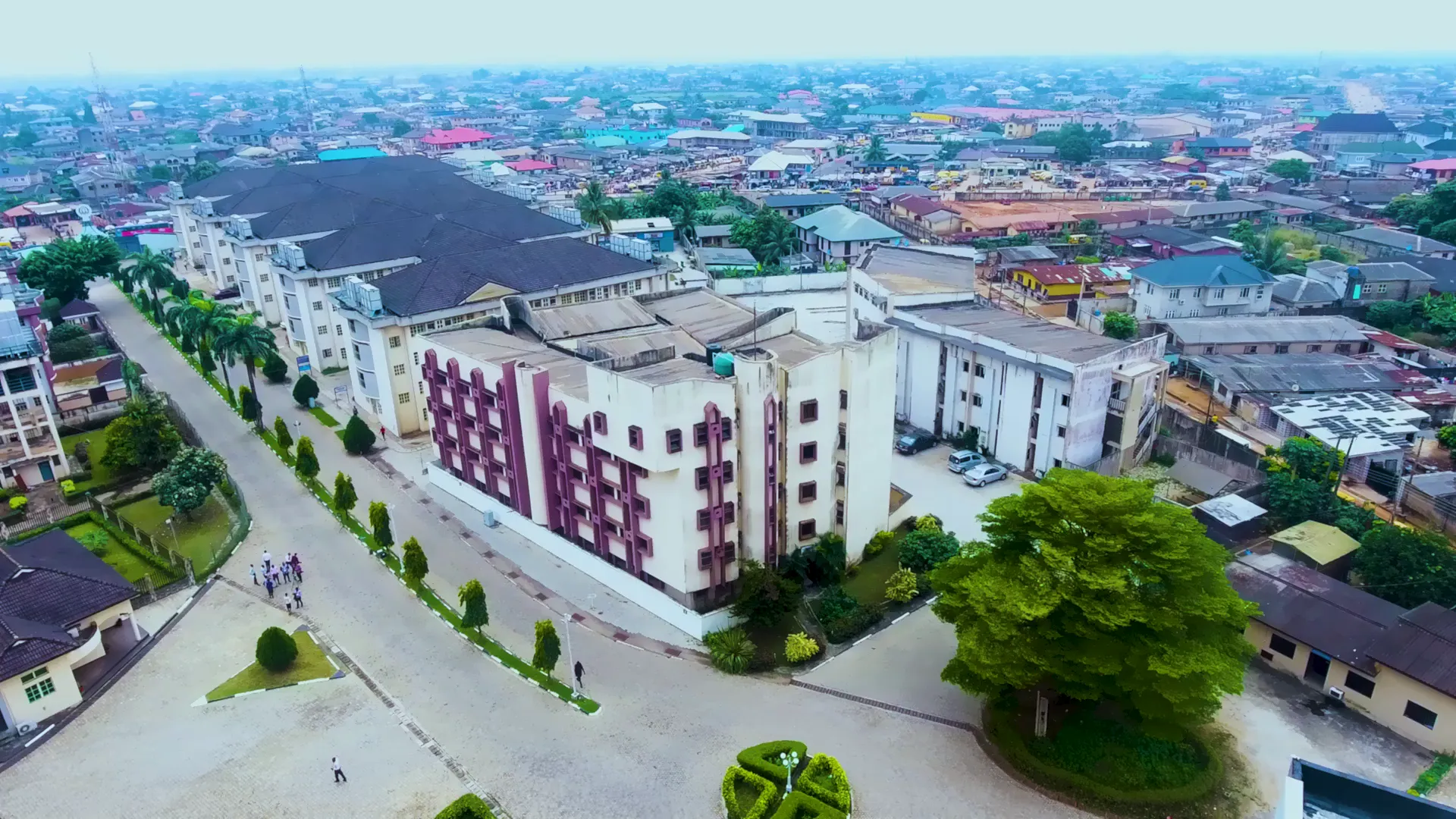 Aerial view of the Anchor University campus and surrounding area