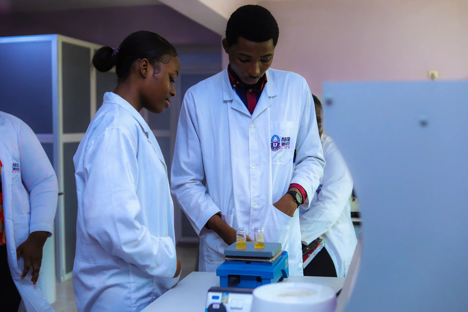Students working together during a laboratory practical