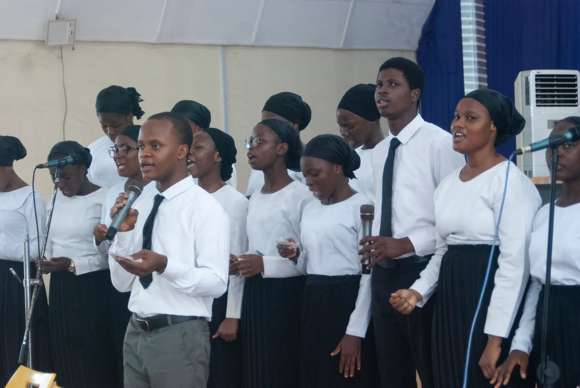 Choir singing during a chapel service