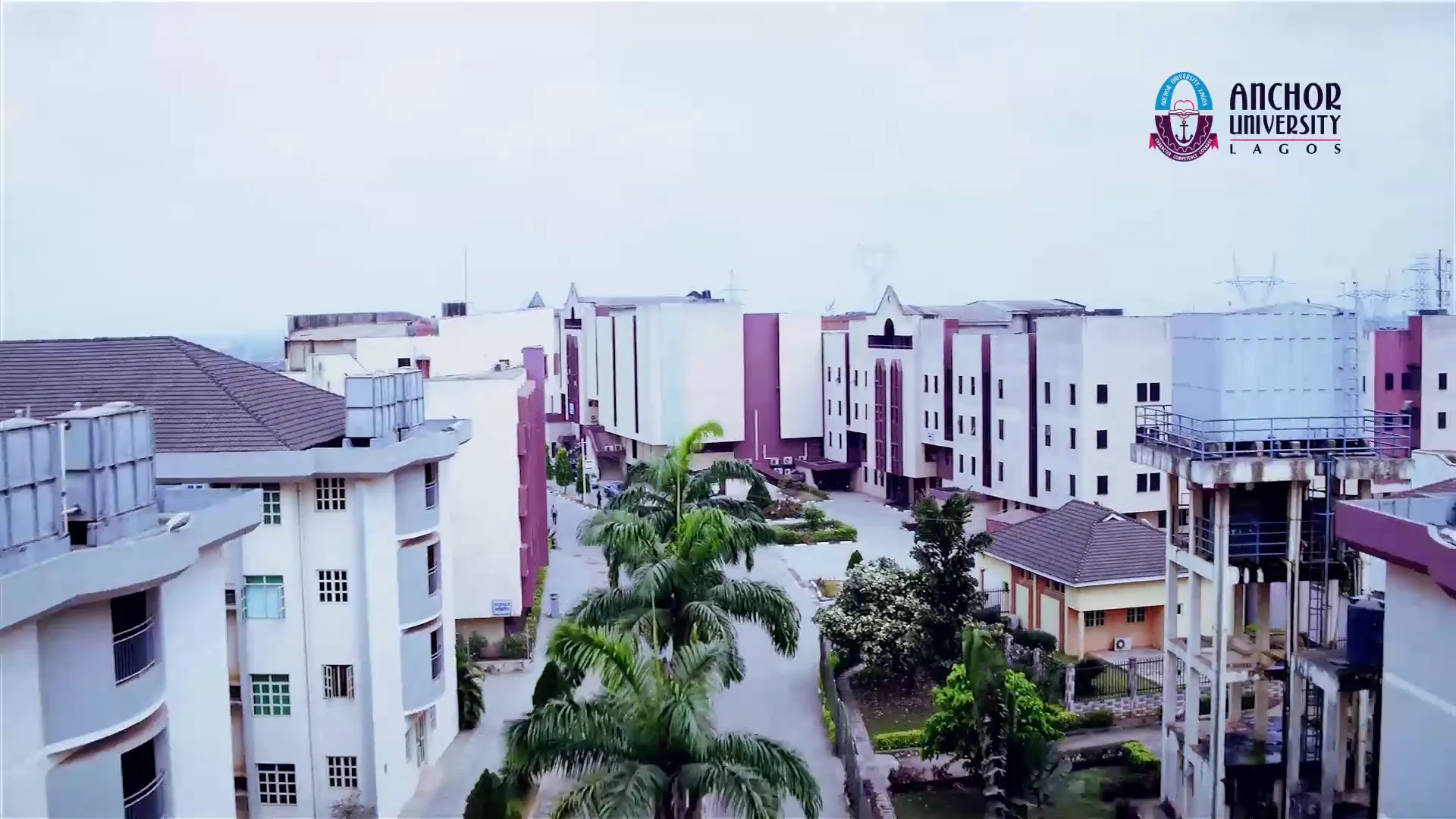 Campus buildings seen from above