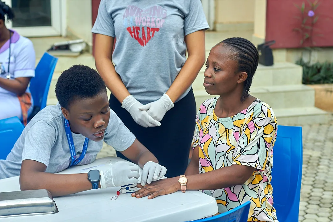 Health screening taking place outdoors
