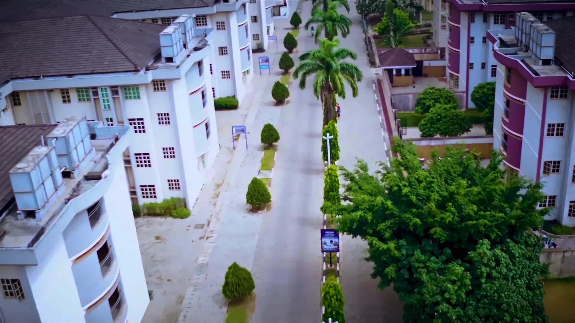 Another aerial view of the campus courtyard